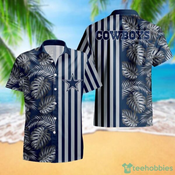 Dallas Cowboys Leaf and Stripe Pattern Hawaiian Shirt For Fans Summer Gift 1