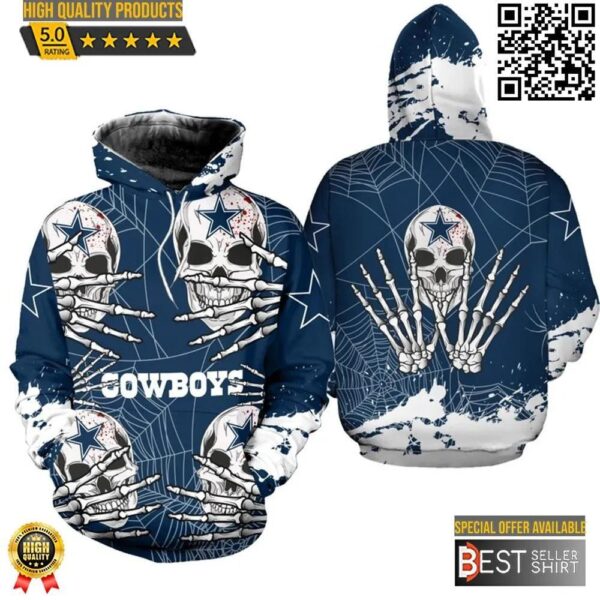 Dallas Cowboys Logo Football 3D Hoodie Skull Nfl 3D Sweatshirt 1