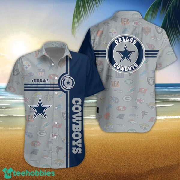 Dallas Cowboys Logo team 3D All Over Printed 3D Hawaiian Shirt Custom Name For Fans 1