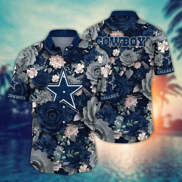 Dallas Cowboys Monochrome Blooms Hawaiian 1