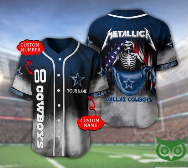 Dallas Cowboys NFL 3D Custom Name Number Metallica Baseball Jersey 1