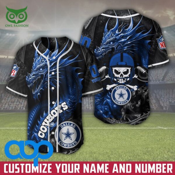 Dallas Cowboys NFL 3D Personalized Dragon Baseball Jersey 1