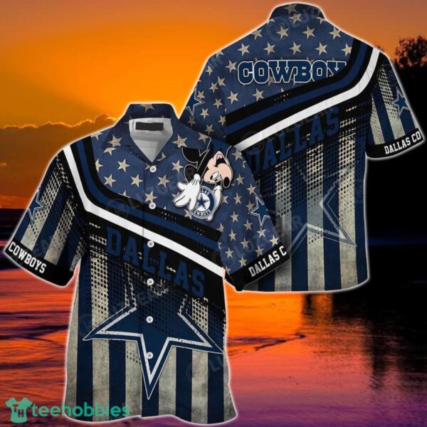 Dallas Cowboys NFL Hawaiian Shirt Mickey Graphic American Flag Printed 3D Shirt Best Gift For Fans 1