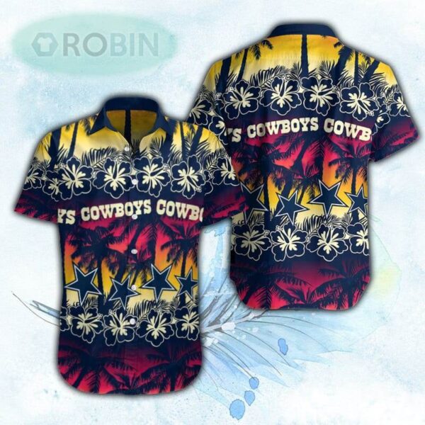 Hibiscus Palm Tree Cowboys Hawaiian Shirt For Men and Women 1