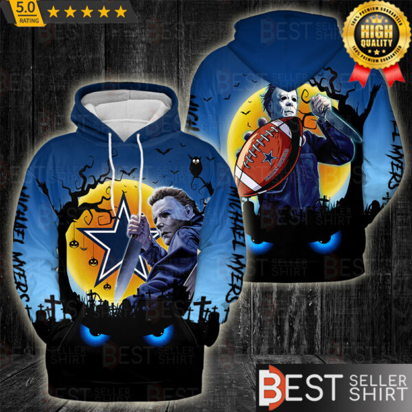 Michael Myers Knife Dallas Cowboys Football Halloween 3d Hoodie 1