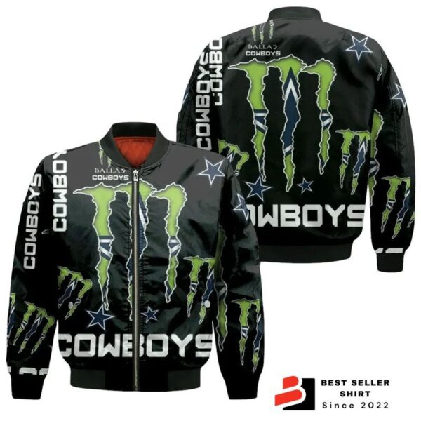 Monster Energy Logo For Lovers Dallas Cowboys Bomber Jacket 1