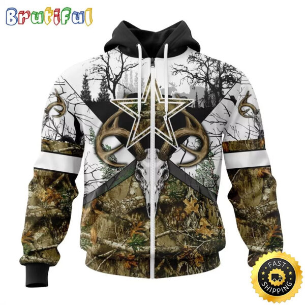 NFL Cowboys Zip 3D Printed Deer Forest Pattern Custom Name Pullover Hoodie Zip Hoodie 1