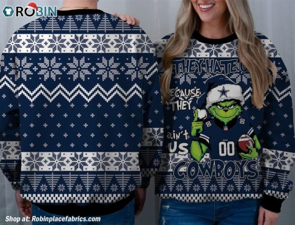 NFL Dallas Cowboys Grinch They Hate Us Because Aint Sweater 1