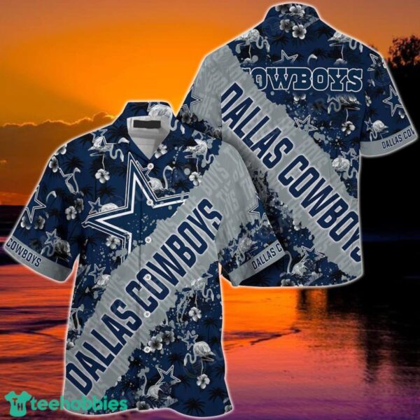 NFL Dallas Cowboys Hawaiian Shirt With Tropical Pattern Flamingo Printed For Fans 1