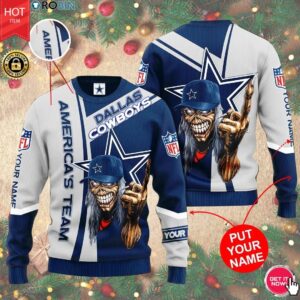 Name Dallas Cowboys Football Skull Wool Sweater 1