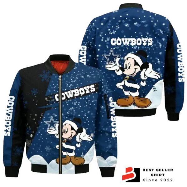 Nfl Dallas Cowboys Bomber Jacket Christmas Mickey Mouse Jacket 1