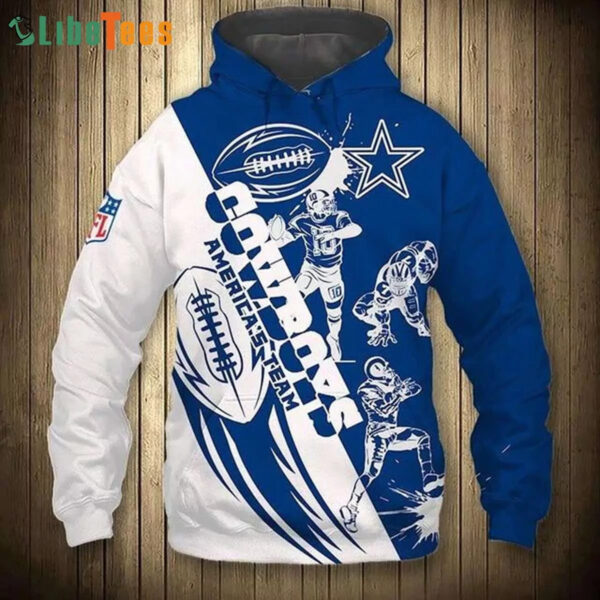 Royal Blue White Cowboys 3D Perfect Gifts Your Loved Ones Pullover Hoodie Zip Hoodie 1