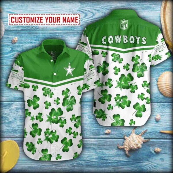 Shamrock Pattern Cowboys Short Sleeve Hawaiian Shirt 1