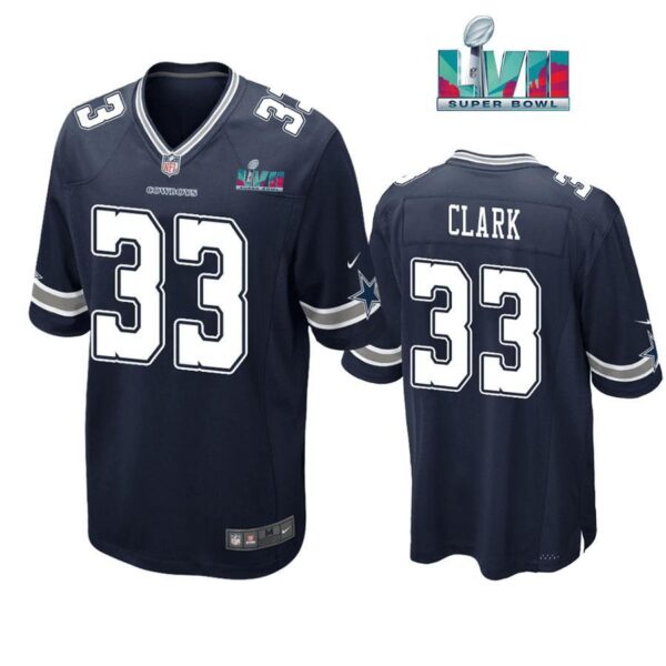 Damone Clark 33 Cowboys Super Bowl LVII Super Bowl LVII Navy Men Game Jersey 1