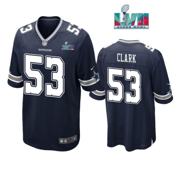 Damone Clark 53 Cowboys Super Bowl LVII Super Bowl LVII Navy Men Game Jersey 1