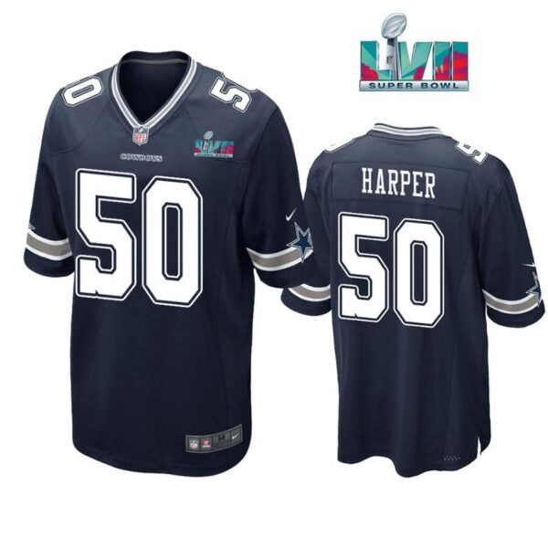 Devin Harper 50 Cowboys Super Bowl LVII Super Bowl LVII Navy Men Game Jersey 1