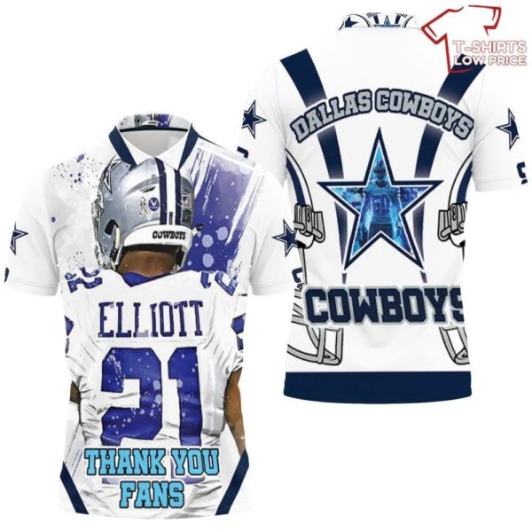 Ezekiel Elliott 21 Nfc East Division Champions Super Bowl Dallas Cowboys Thank You Fans 3D Polo 1