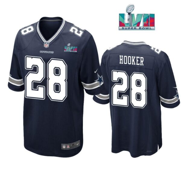 Malik Hooker 28 Cowboys Super Bowl LVII Super Bowl LVII Navy Men Game Jersey 1