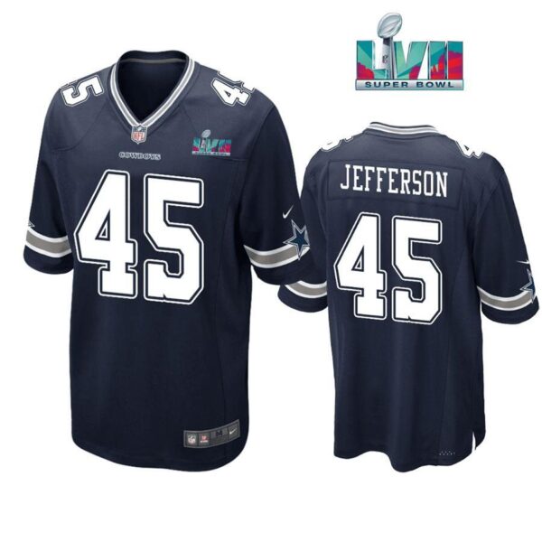 Malik Jefferson 45 Cowboys Super Bowl LVII Super Bowl LVII Navy Men Game Jersey 1