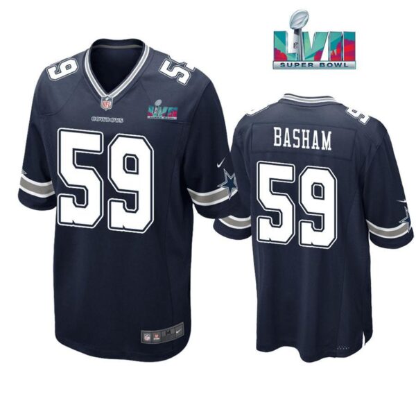 Tarell Basham 59 Cowboys Super Bowl LVII Super Bowl LVII Navy Men Game Jersey 1