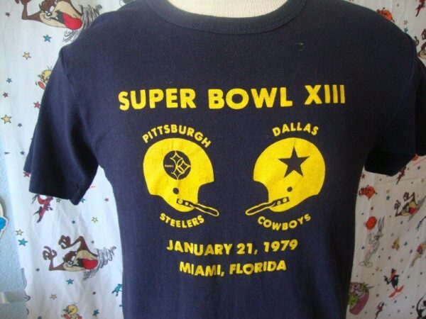 Vintage 70S Pittsburgh Steelers 1979 Super Bowl Xiii Vs Dallas Cowboys 1978 Season Helmet Logo Nfl Football T 1